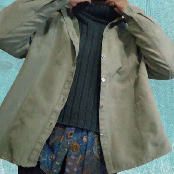 Northern Reflections Olive Green Button-Up Shacket – Versatile Neutral Blouse - Picture 3 of 5